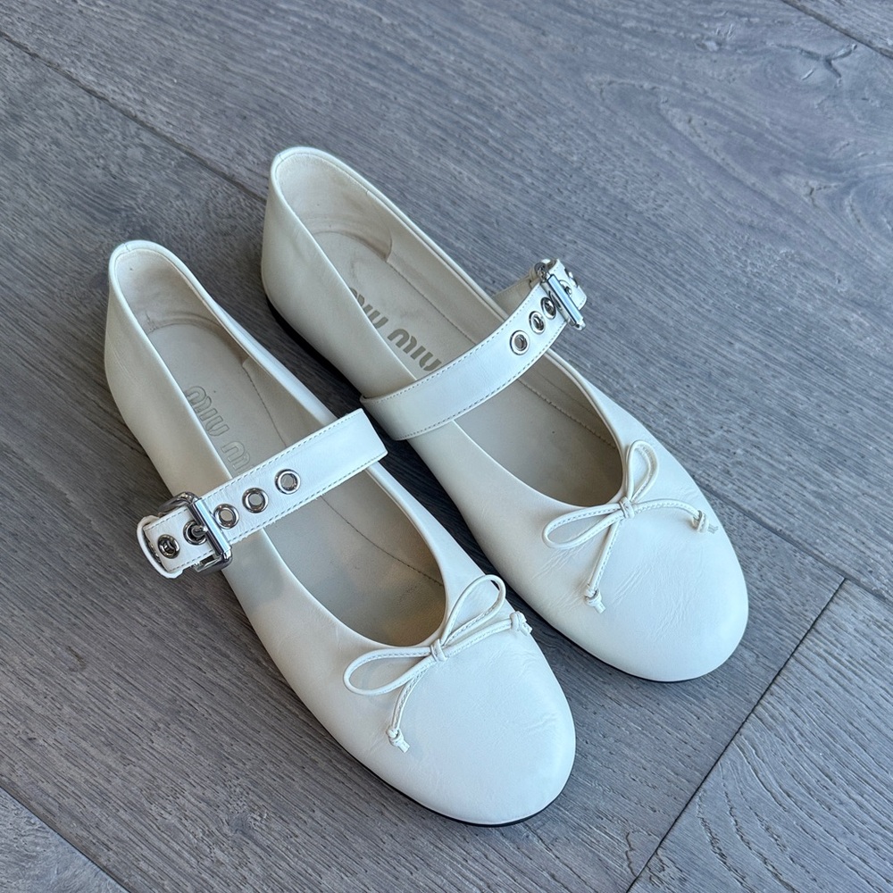 Miu Miu Ivory Ballet Flats, size 38